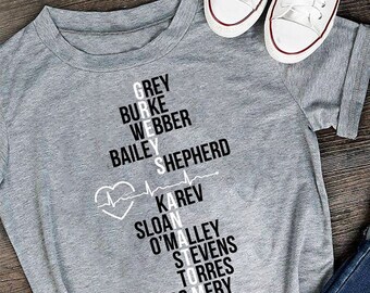 Greys anatomy cast tshirt, grey's anatomy, greys anatomy gifts, greys anatomy merchandise, meredith grey, greys anatomy tshirt