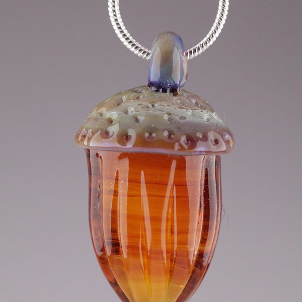 Handmade Glass acorn pendant necklace