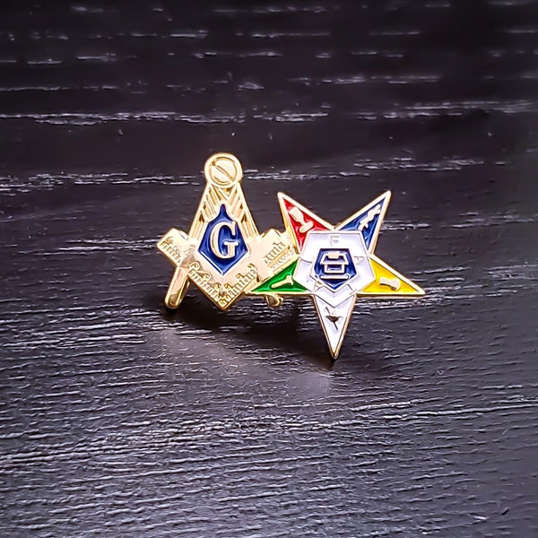 Masonic Square & Compass + Order of the Eastern Star Lapel Pin