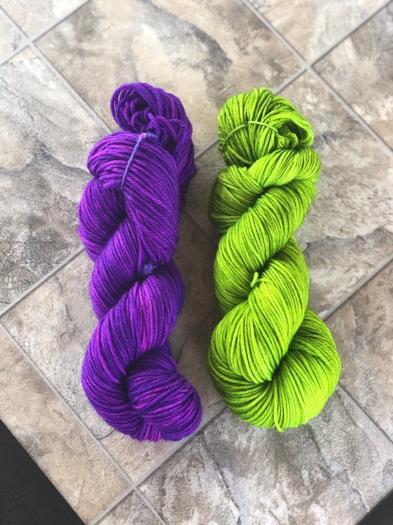 Fluorescent Hand Dyed Bulky Yarn Choice of Green or Purple Etsy