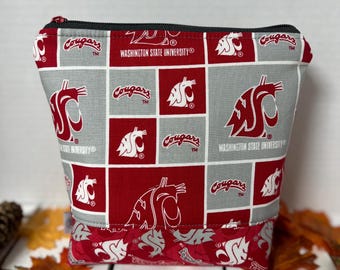 Washington State Cougars Cosmetic Bag: Handmade Travel Pouch