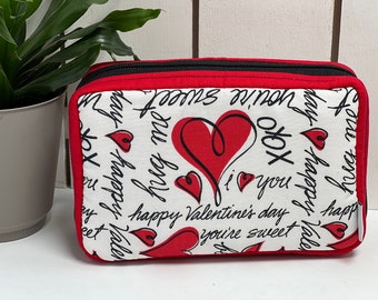 Designer Red Valentine Diabetic Supply Bag, Zippered Supply Tote, Equipment Case, Diabetes Insulin Tool Pouch, Gift, Pancreas Case