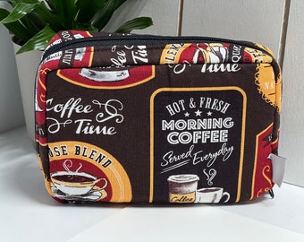 Coffee Lover Designer Diabetic Supply Bag,  Zippered Supply Tote, Equipment Case, Diabetes Insulin Tool Pouch, Gift, Pancreas Case