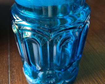 Vintage L.E. Smith Glass Moon and Stars Amber Lidded Canister - Etsy