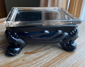 Rare Vintage Black Ebony Cambridge Caprice Dolphin Footed Cigarette Box-1930’s