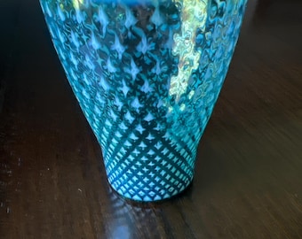 Rare Vintage Fostoria Needlepoint Teal Blue Water Scotch Soda Glass 4.5", Stem 4184- Circa 1950's