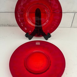 Vintage Set of Two Mid Century Viking Georgian Ruby Footed Luncheon Plates- 8 3/8"
