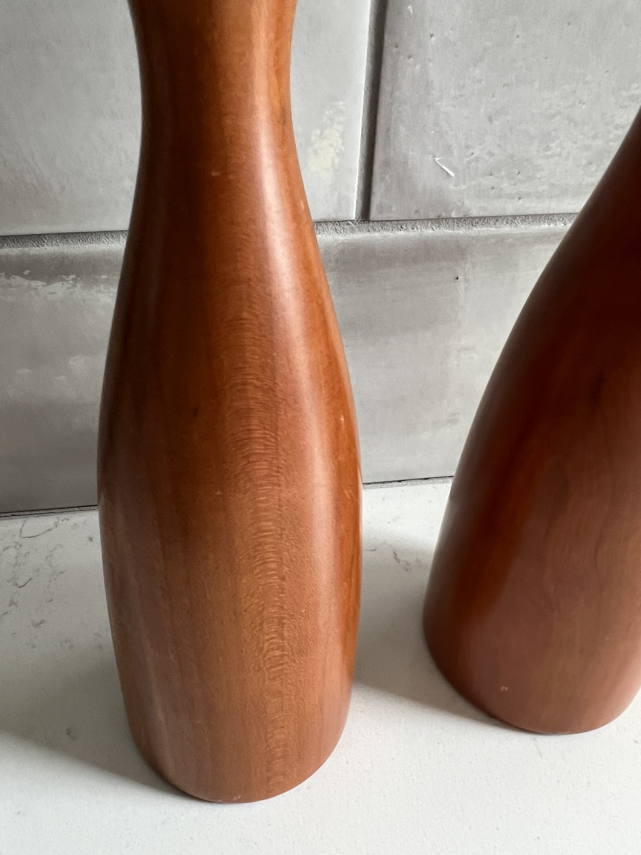 Vintage Pair of Mid Century Danish Modern Turned Teak Wood Tulip Shaped ...