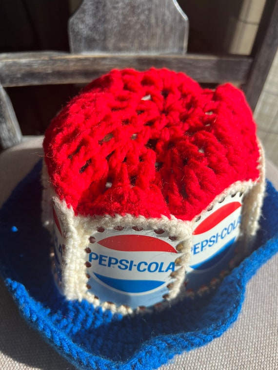 Vintage 1970's Pepsi Cola Crochet Red White Blue … - image 4