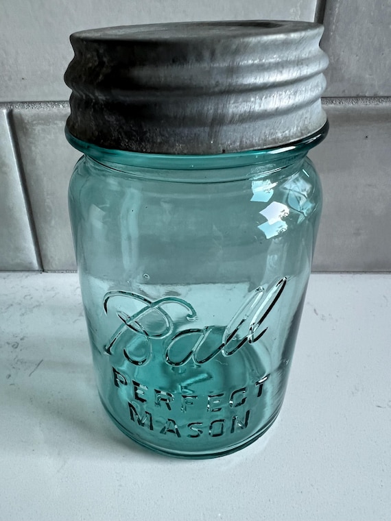 グランドホールセール Number Vintage Rare 13 W Jar Pint Aqua Mason Perfect Ball 保存容器・ケース