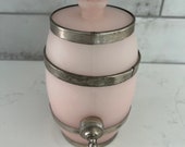 Antique Czechoslovakia Frosted Pink Glass Whiskey Barrel Keg Decanter- 1920 39 s
