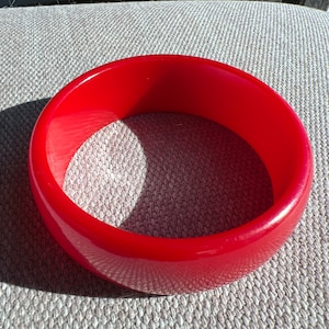 Vintage Bakelite Cherry Red Bangle Bracelet- Tested