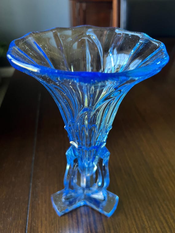 Vintage Art Deco Czech Blue Glass Rocket Vase- Circa 1930's - Etsy