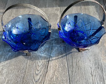 Vintage Hazel Atlas Diamond Arches Cobalt Blue Depression Nut