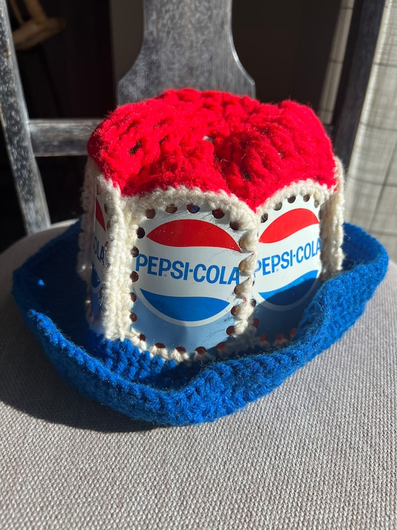 Vintage 1970's Pepsi Cola Crochet Red White Blue … - image 2