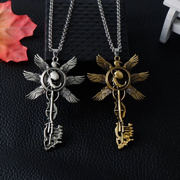 Resident Evil 8 RE8 Village Six-Winged Unborn Key Necklace - Bronze or Pewter