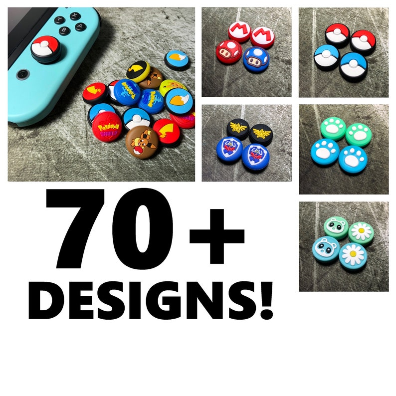 Custom themed grips for Nintendo switch or switch lite thumb caps - cute gamer accessories, rubber silicone for control and improved gaming
