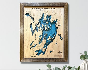 Charleston Lake | Custom lake map | nautical decor | Lake house Decor | fishing map | wedding gift | Lake Map |