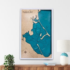 Duxbury bay, Massachusetts, personalisierte 3D See Tiefe Karte, See Haus Dekor, Schild, Benutzerdefinierte See Karte, Cabin See Karte, See Haus Kunst