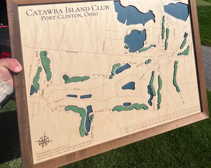 Golf Course Custom Map Laser Engraved Sign, Wooden Engraved Golf Course ...