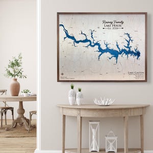 LAKE GASTON, kies je ontwerp op maat, aangepaste houten kaart, Lake House Decor, Sign, Custom Lake Map, Custom Lake Map, Cabin Lake Map, Lake House