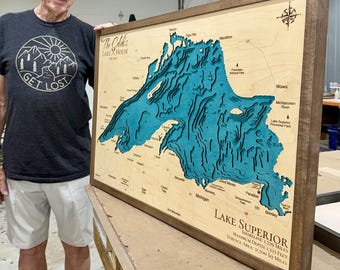 Any Lake, River, Coastal, Mountain topographical customized wood Map Gift personalized topographic, Lake house decor, 3D Custom Lake art