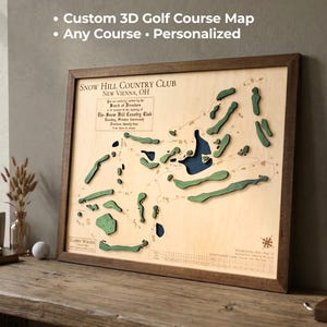 Custom Golf Course Art: Personalized Wood Map