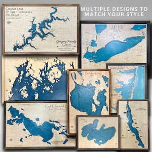 Chain OLakes Custom lake map nautical decor Lake house Decor fishing map wedding gift Lake Map image 3