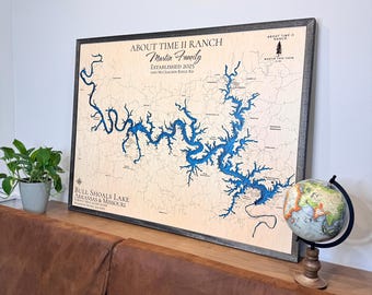 Custom 3D Wood Lake Map - Any Location - Lake House Decor