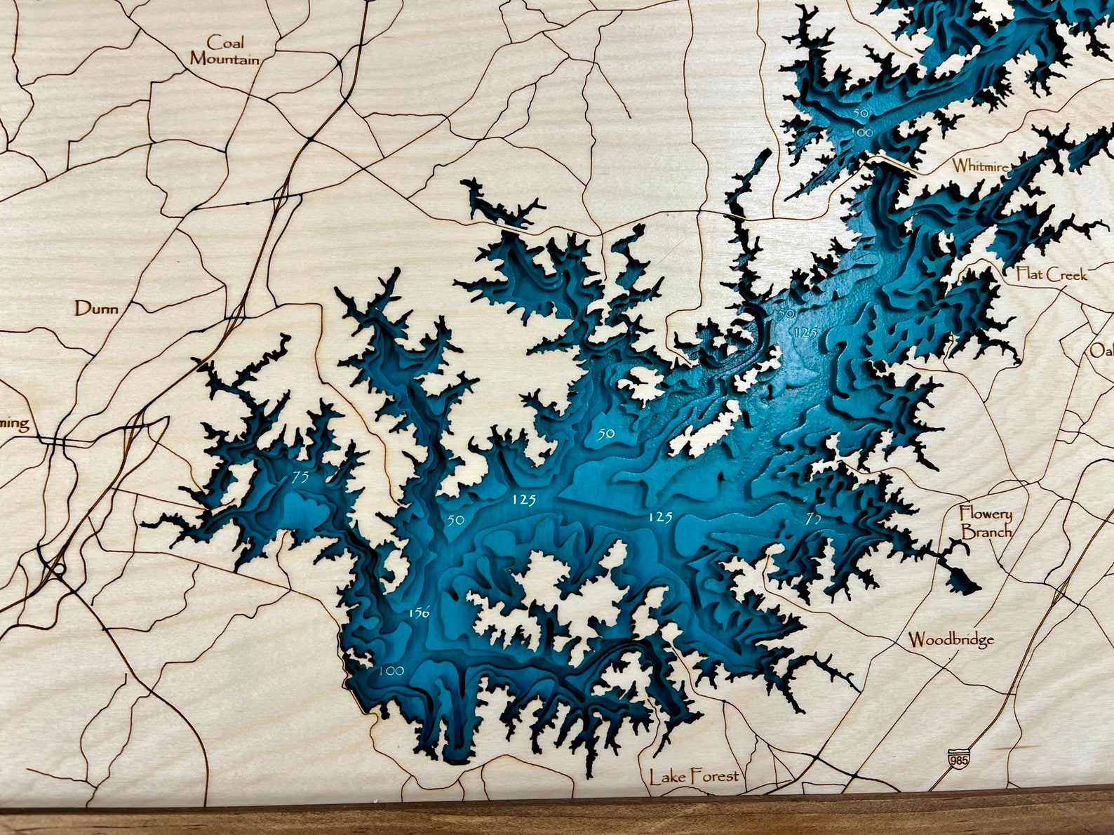 Lake Lanier Georgia Map Lake House Decor Lake Map Wood - Etsy