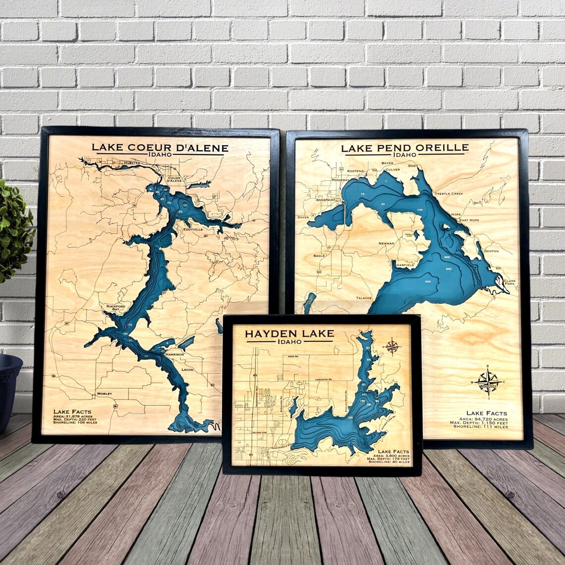Powers Lake Choose Your Custom Design Custom Wood Map Lake Etsy