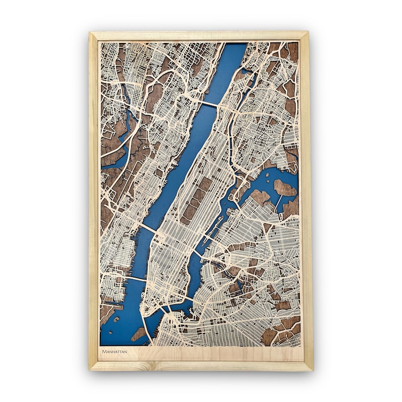 Custom City Map of any City in the World, Personalized Laser Cut Wood Map, map gift, 3d layered custom map image 2