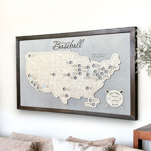 Baseball stadium map, Baseball Map, Pro baseball stadium tracker, stadium travel map, gift for men Baseball gift Custom baseball stadium Map