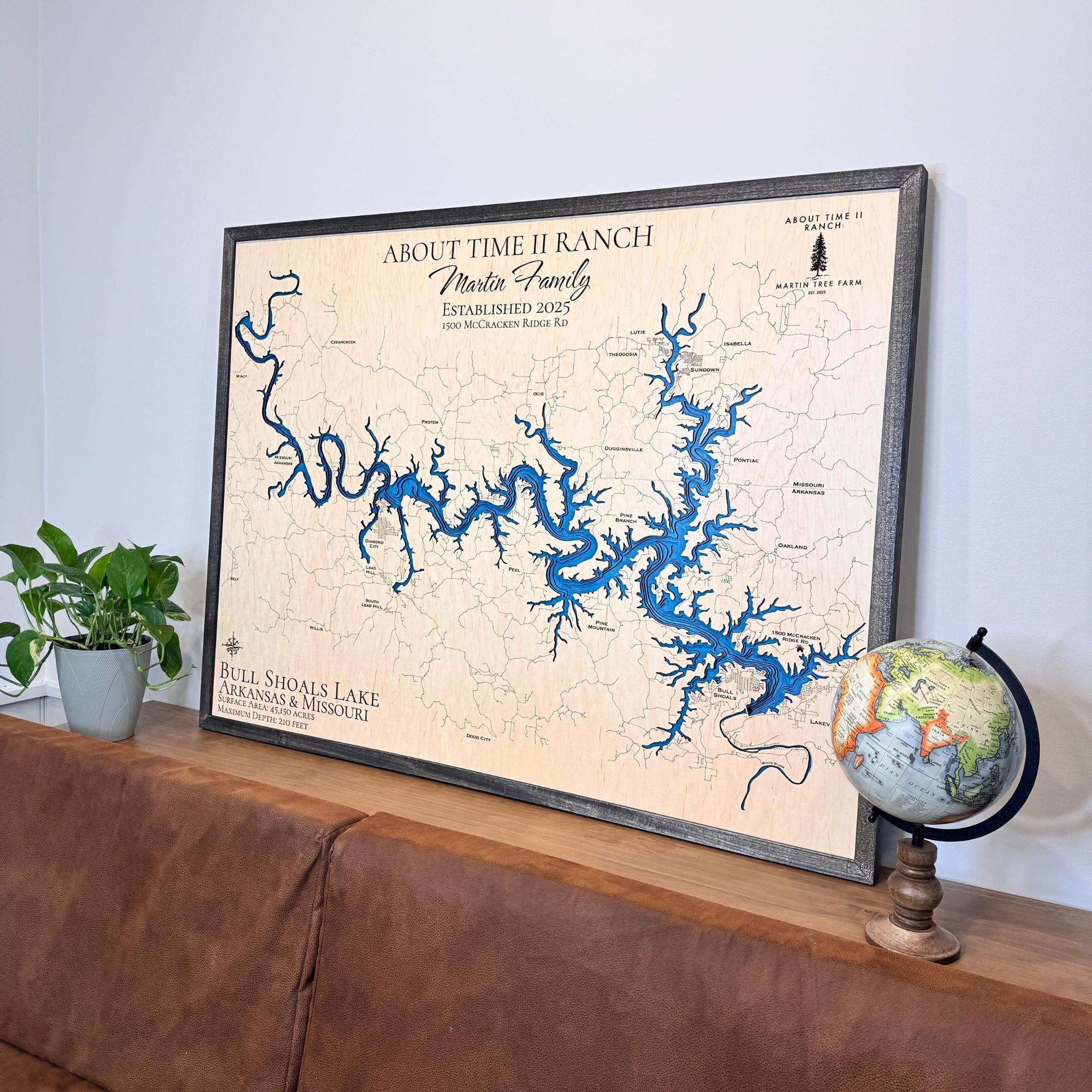 Old Hickory Lake Custom Wood Map, 3D Wall Art, Contour Map Lake House