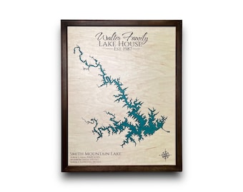 Custom lake map of any lake and river, 3D Wall Art, Contour Map Lake House Decor, Lake Map, Depth Map, Lake Gift, Lake House, Lake Art