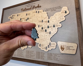US National Parks Wooden Travel Map: Family Road Trip Tracker for national park travels family gift mark off locations