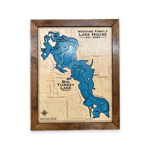 Big turkey lake, custom lake map, custom map, Choose your Design, Best value, Best Design, Lake house Decor, wedding,
