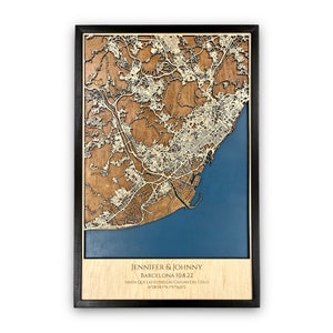 Custom City Map of any City in the World, Personalized Laser Cut Wood Map, map gift, 3d layered custom map image 9