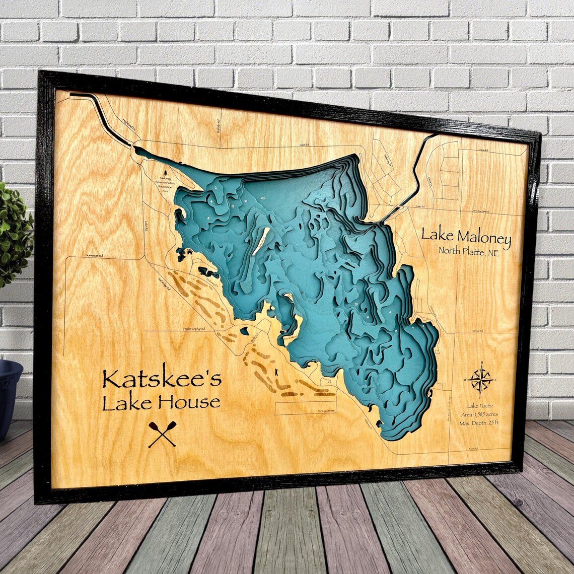 Lake Maloney Custom Wood Map Lake House Decor Sign Custom Etsy