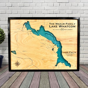 Lake Whatcom, Custom Wood Map, Lake House Decor, Sign, Custom Lake Map, Cabin Lake Map, Family Cabin Art, Lake House Art