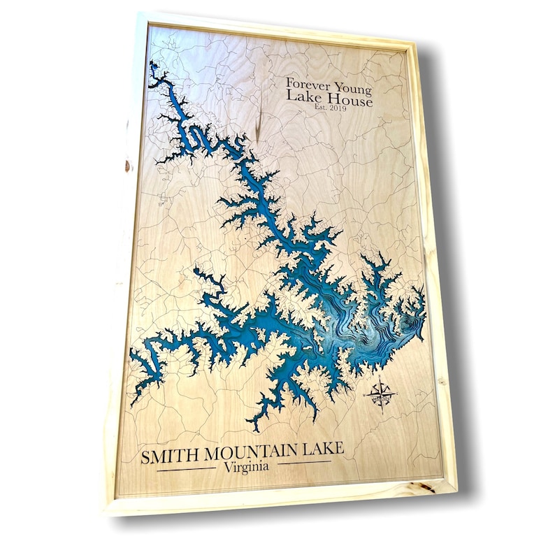 Smith Mountain Lake Custom Wood Map Lake House Decor Lake - Etsy