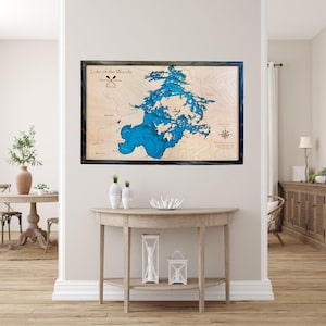Lake of the Woods, (customizable), Custom Wood Map, Lake House Decor, Lake House Decor, Custom Lake Map, Cabin Lake Map, Lake House Art