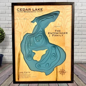 Cedar Lake, Choose Your Custom Design, custom wood map, Lake House Decor, Lake Map, Wood Lake Map, Custom lake map, Depth Map, Cabin Decor,