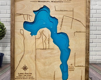 Towanda Lake, Choose Your Custom Design, custom wood map, Lake House Decor, Sign, Custom Lake Map, Cabin Lake Map, Lake House Art