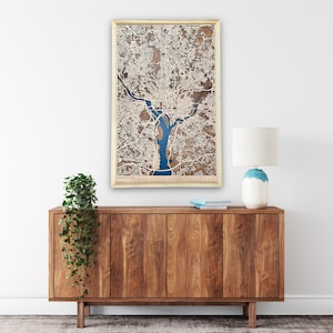 Custom City Map of any City in the World, Personalized Laser Cut Wood Map, map gift, 3d layered custom map image 6