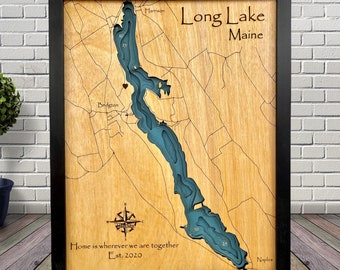 Long lake, Choose Your Custom Design, custom wood map, Lake House Decor, Lake Map, Wood Lake Map, Custom lake map, Depth Map, Cabin Decor,
