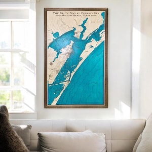 Custom 3D Wood Lake Map: Lake House Topographic Wall Art