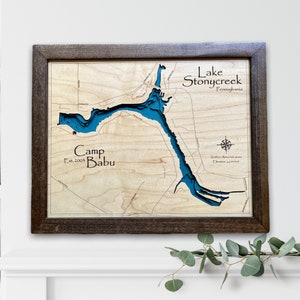 Lake Stonycreek | Custom lake map | nautical decor | Lake house Decor | fishing map | wedding gift | Lake Map |