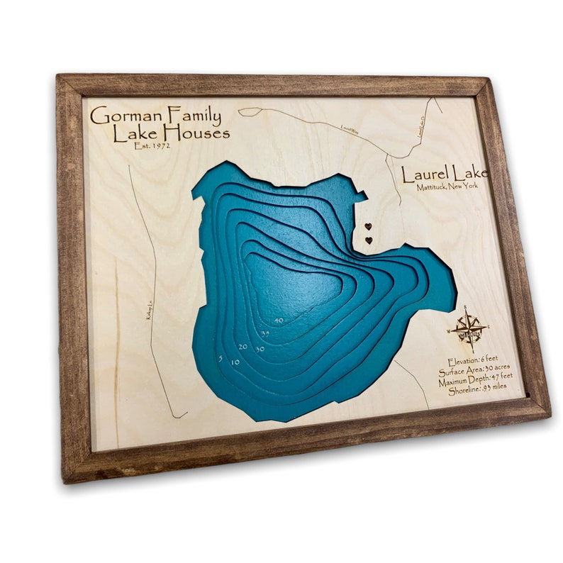 Laurel Lake Mattituck New York Map Lake House Decor Lake Etsy