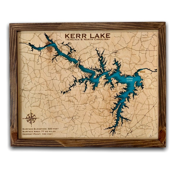 Kerr Lake Topo Map Etsy